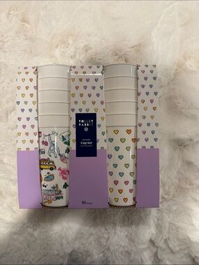 Roller Rabbit x Target White Disposable Cups with Multicolor Heart Pattern